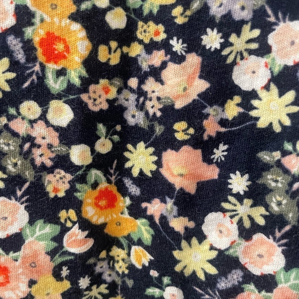 Loft Petite Cotton Floral Short Sleeve Shirt - Navy - Tie Sleeves - Picture 3 of 5